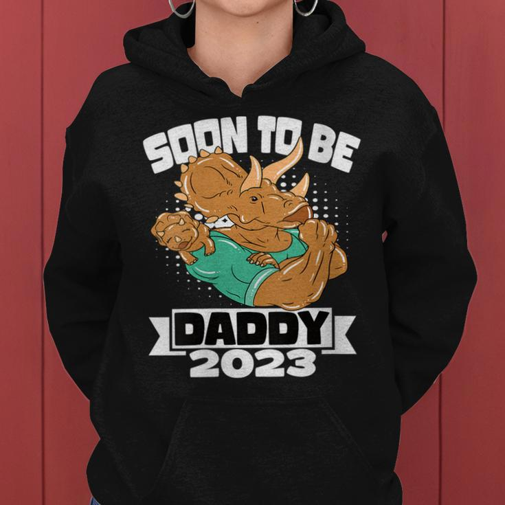 Womens Dino Dad Soon To Be Daddy 2023 Fathers Day Women Hoodie