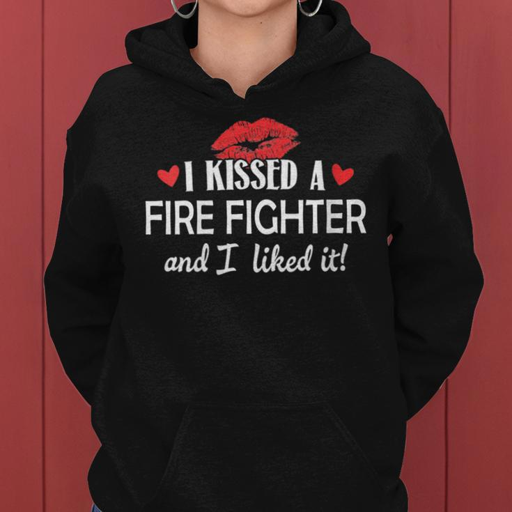 Womens I Kissed A Fire Fighter Design Married Dating Anniversary G Women Hoodie