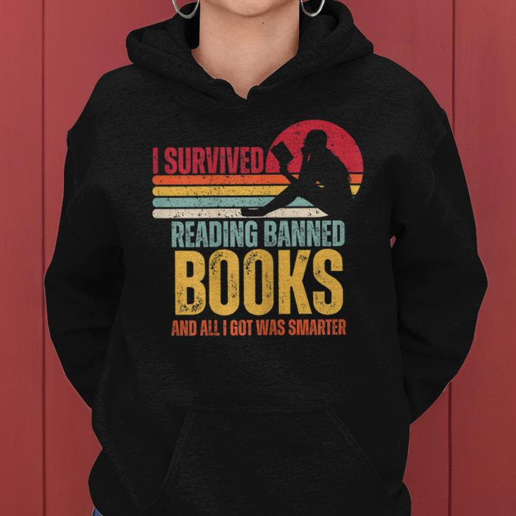 Womens I Survived Reading Banned Books - Banned Books Lovers Women Hoodie