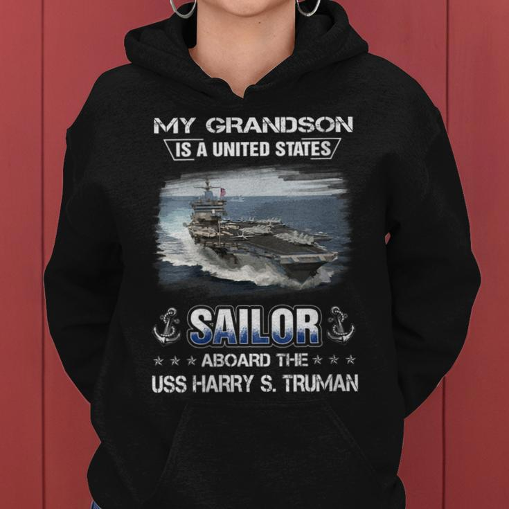 Womens My Grandson Is A Sailor Aboard Uss Harry S Truman Cvn 75 Women Hoodie