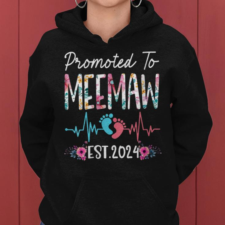 Womens Promoted To Meemaw Est 2024 Mothers Day First Time Mom Women Hoodie