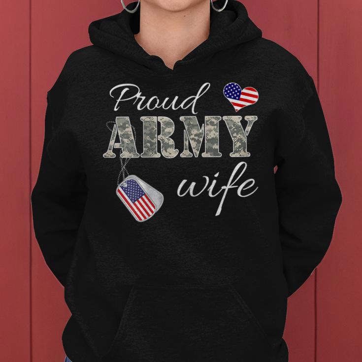 Womens Proud Army Wife Camouflage Wife Of Soldiers Gift Mothers Day Women Hoodie