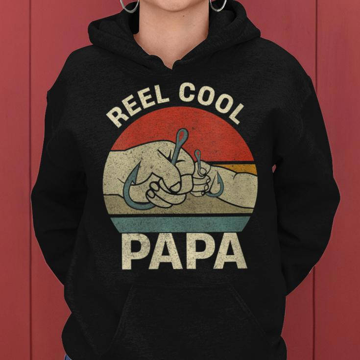 Womens Reel Cool Papa Dad Funny Fishing Fathers Day Fisherman Fish Women Hoodie