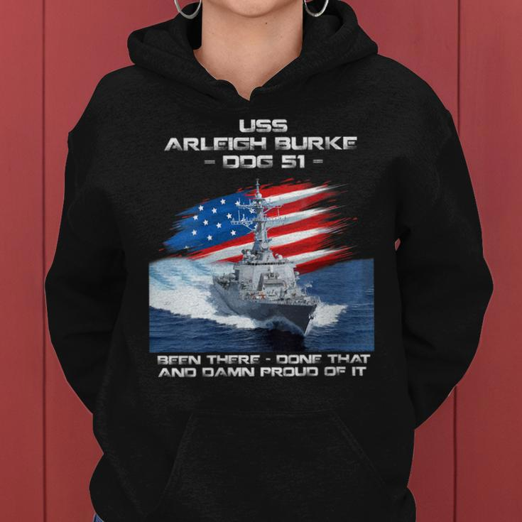 Womens Uss Arleigh Burke Ddg-51 Destroyer Ship Usa Flag Veteran Day Women Hoodie