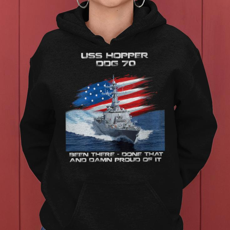 Womens Uss Hopper Ddg-70 Destroyer Ship Usa Flag Veterans Day Xmas Women Hoodie