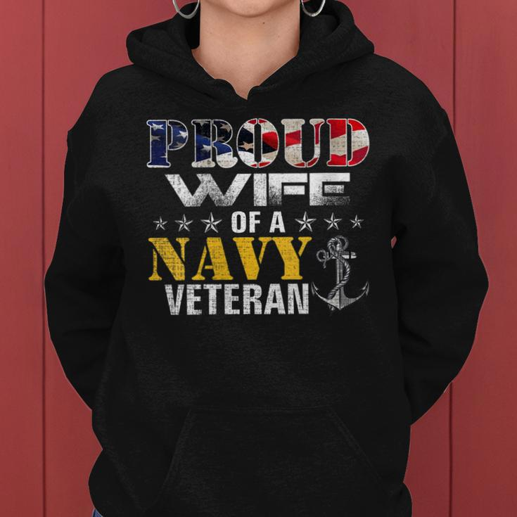 Womens Vintage Proud Wife Of A Navy For Veteran Gift Women Hoodie