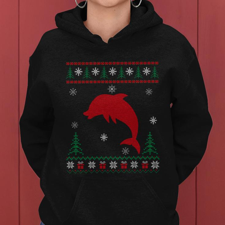 Xmas Matching Family Dolphin Lover Ugly Christmas Sweater Gift Women Hoodie