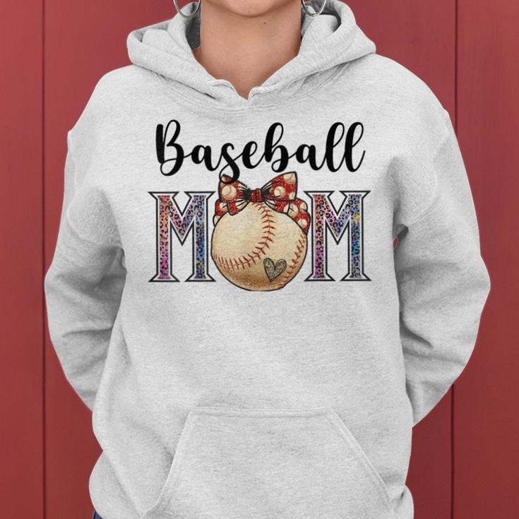 Baseball Mom Messy Bun Funny Baseball Mothers Day 2023 Women Hoodie