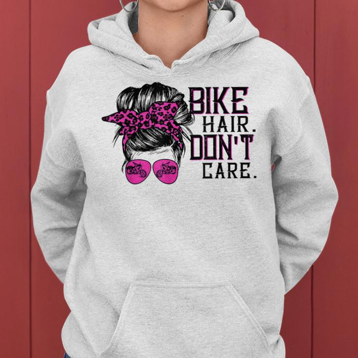 Bike Hair Dont Care Messy Bun Girl Biker Messy Bun Mom Women Hoodie