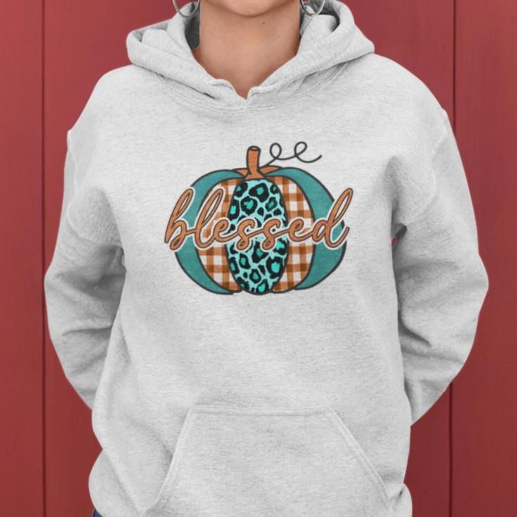 Fall Pumpkin Blessed Gift For Autumn Lovers Women Hoodie Graphic Print Hooded Sweatshirt