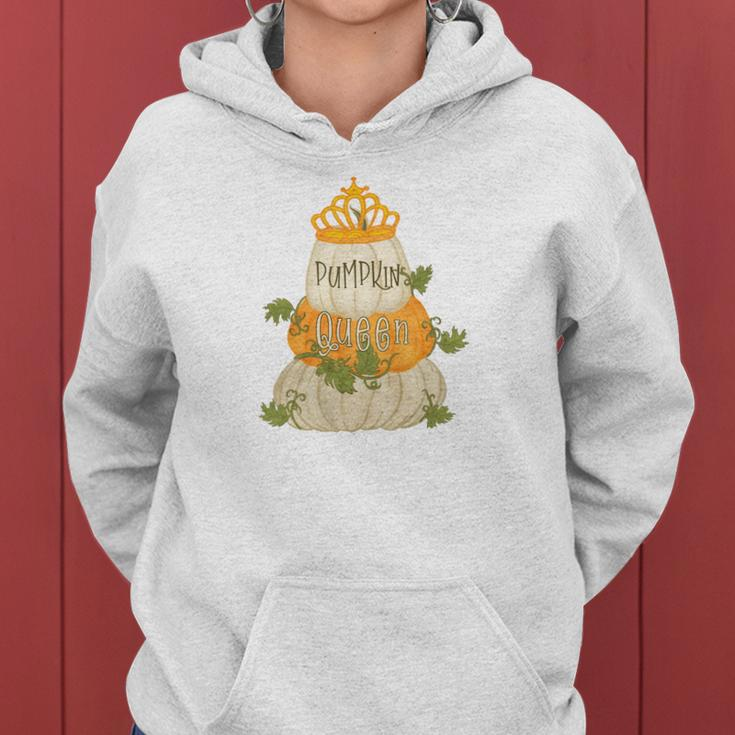 Fall Pumpkin Queen Funny Autumn Gifts Women Hoodie Graphic Print Hooded Sweatshirt