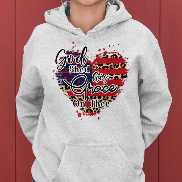 God Shed His Grace On Thee American Flag Patriotic Women Hoodie
