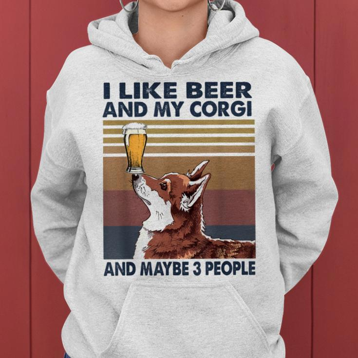 I Like Beer And My Corgi And Maybe 3 People Vintage Women Hoodie