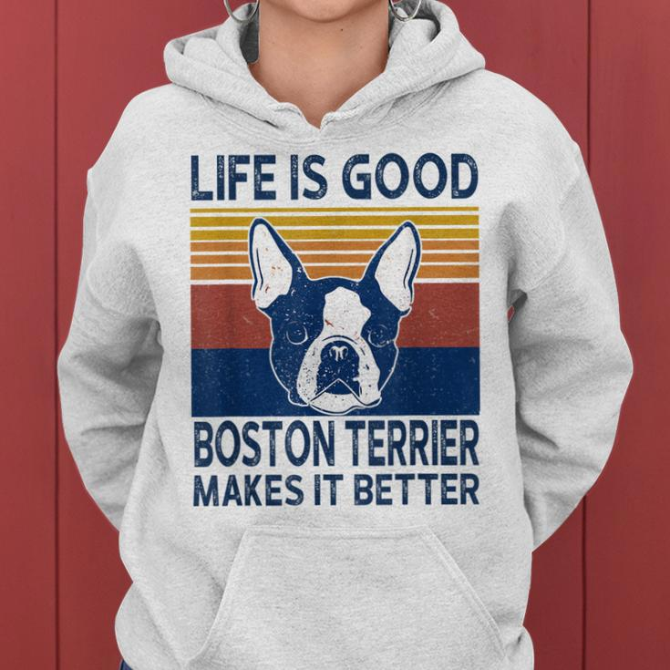 Life Is Good A Boston Terrier Dad Mom Makes It Better Women Hoodie