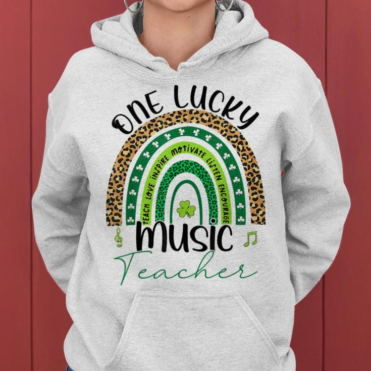 One Lucky Music Teacher St Patricks Day Teacher Rainbow Women Hoodie