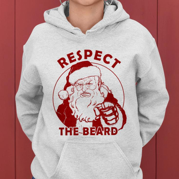 Respect The Beard Santa Claus Funny Christmas Women Hoodie