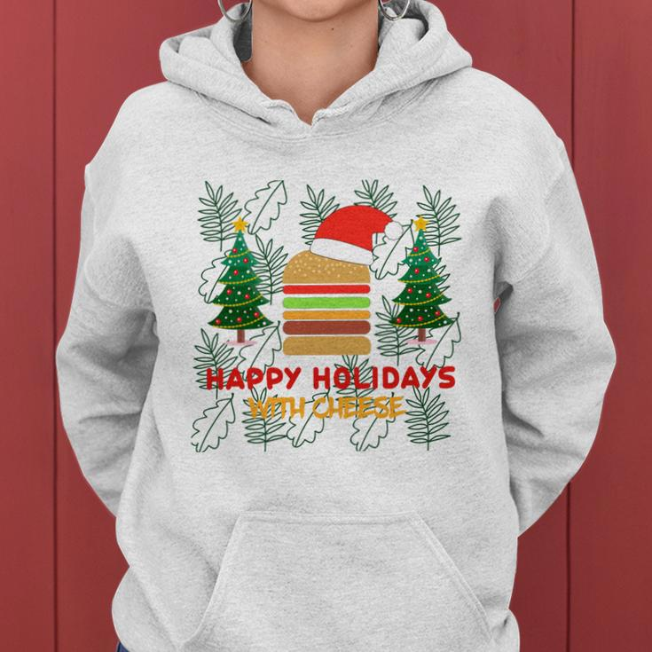 Ugly Christmas Sweater Burger Happy Holidays With Cheese V17 Women Hoodie