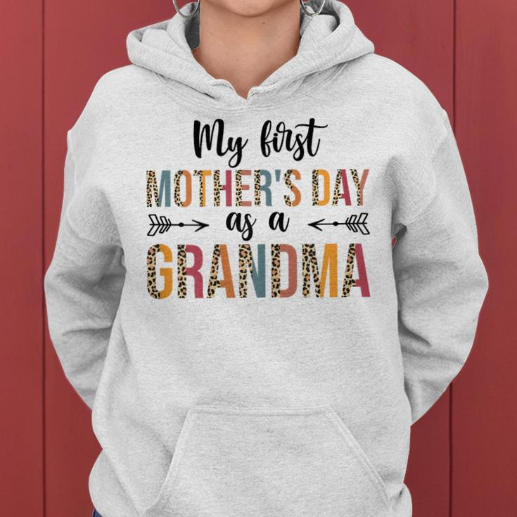 Womens My First Mothers Day As A Grandma Leopard Mothers Day 2023 Women Hoodie