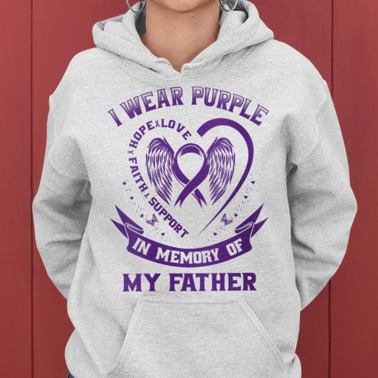 Womens Purple In Memory Of Father Dad Pancreatic Cancer Awareness Women Hoodie