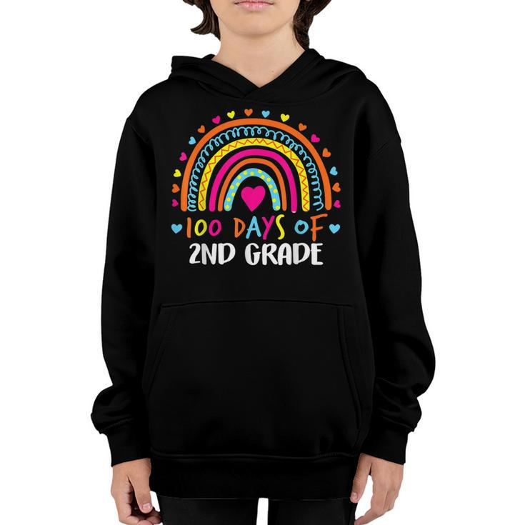 100 Days Of 2Nd Grade School Teacher Smarter Rainbow Youth Hoodie