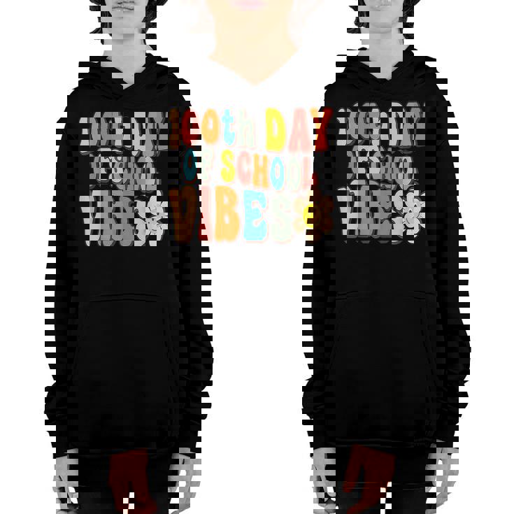100 Days Of School Vibes 100Th Day Of School Retro Groovy  V4 Youth Hoodie