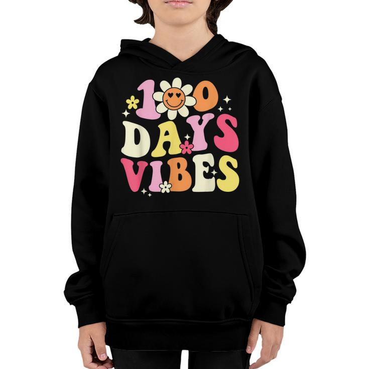 100 Days Of School Vibes 100Th Day Of School Retro Groovy  V5 Youth Hoodie