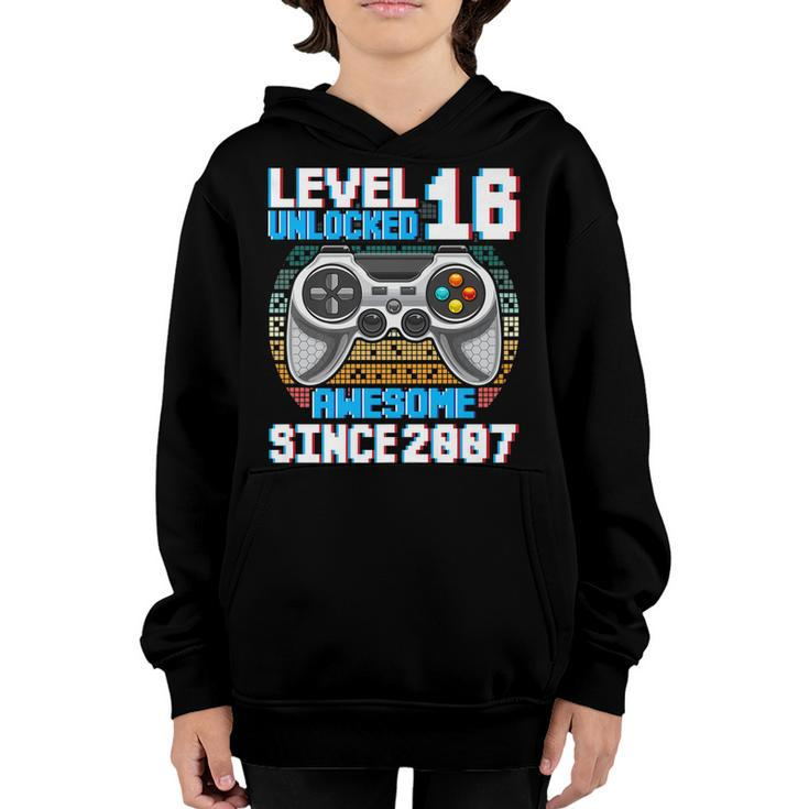 16 Year Old Gamer Boy Since 2007 16Th Birthday Gifts Gaming   Youth Hoodie