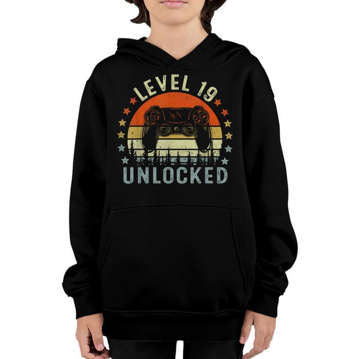 19 Year Old Gifts Level 19 Unlocked 19Th Birthday Boy Gaming  Youth Hoodie
