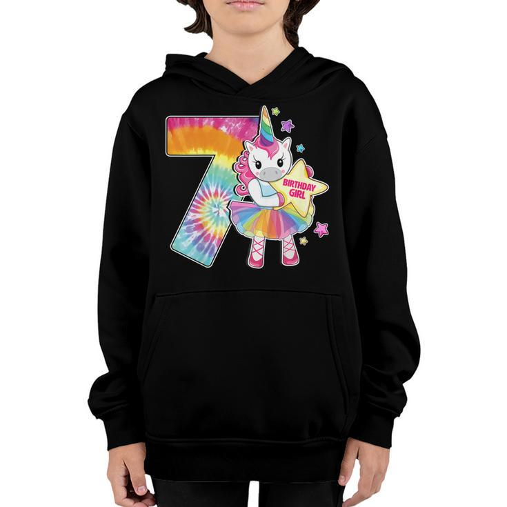 7Th Birthday Unicorn Shirt Gift For Girls Age 7 Tie Dye Tee Youth Hoodie