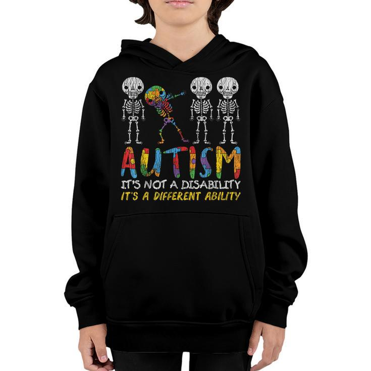 Autism Awerness - Skeleton Dabbing Autistic Kids Awareness Youth Hoodie