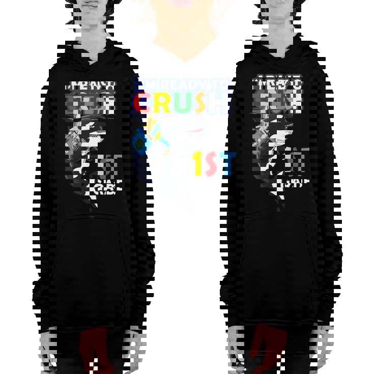 Back To School Im Ready To Crush 1St Grade Orca Whale Youth Hoodie