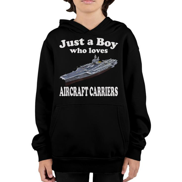 Boy Who Loves Aircraft Carrier Uss America Cv-66 Cva-66 Youth Hoodie