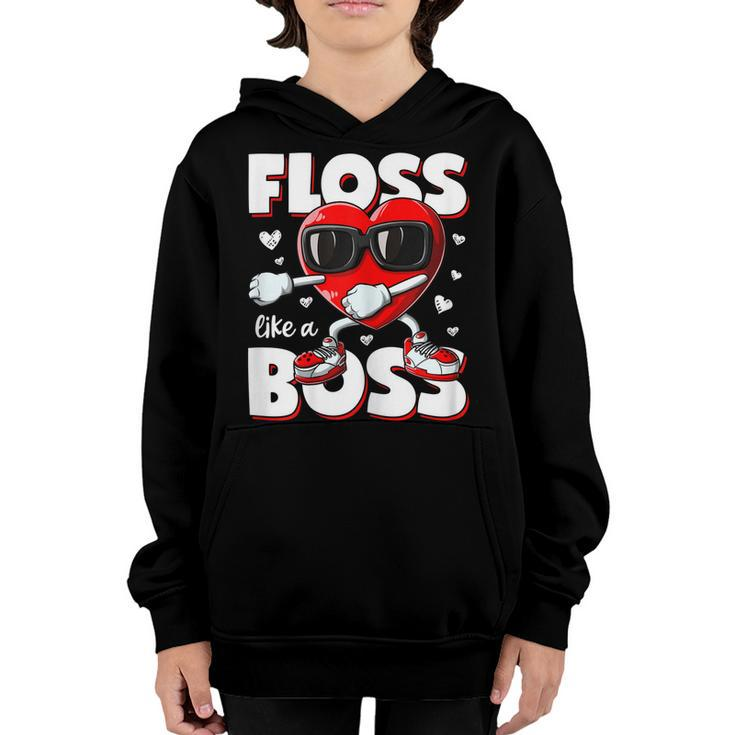 Boys Valentines Day Shirt Kids Floss Like A Boss Flossing Youth Hoodie
