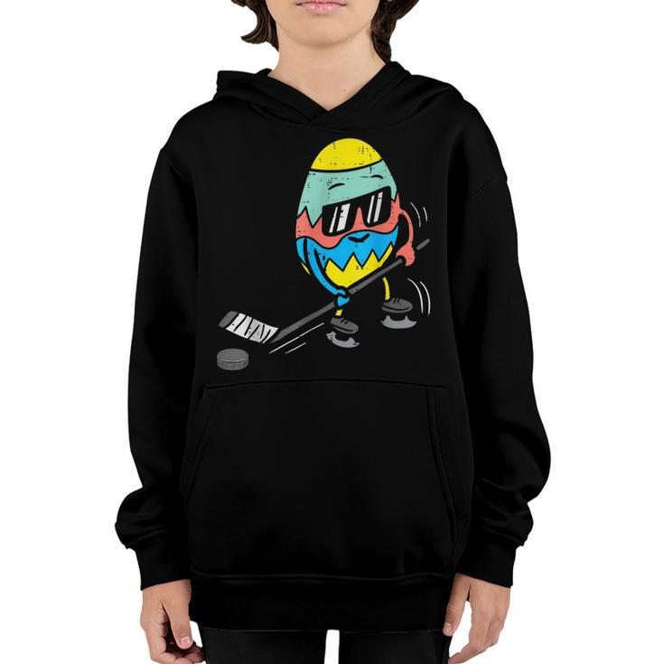 Easter Egg Playing Ice Hockey Cute Sports Men Boys  Youth Hoodie