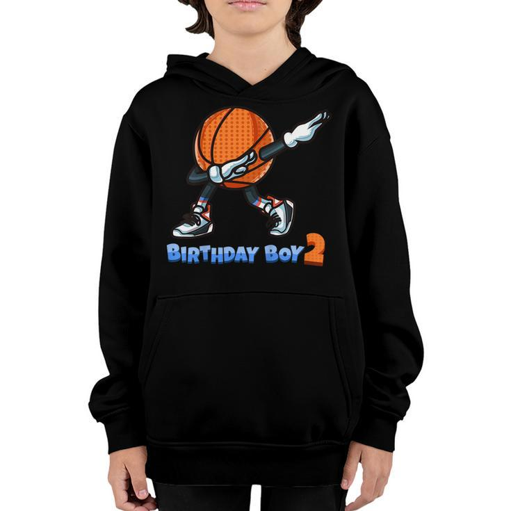 Funny Dabbing Basketball Ball 2Nd Birthday Boy 2 Years Old  Youth Hoodie