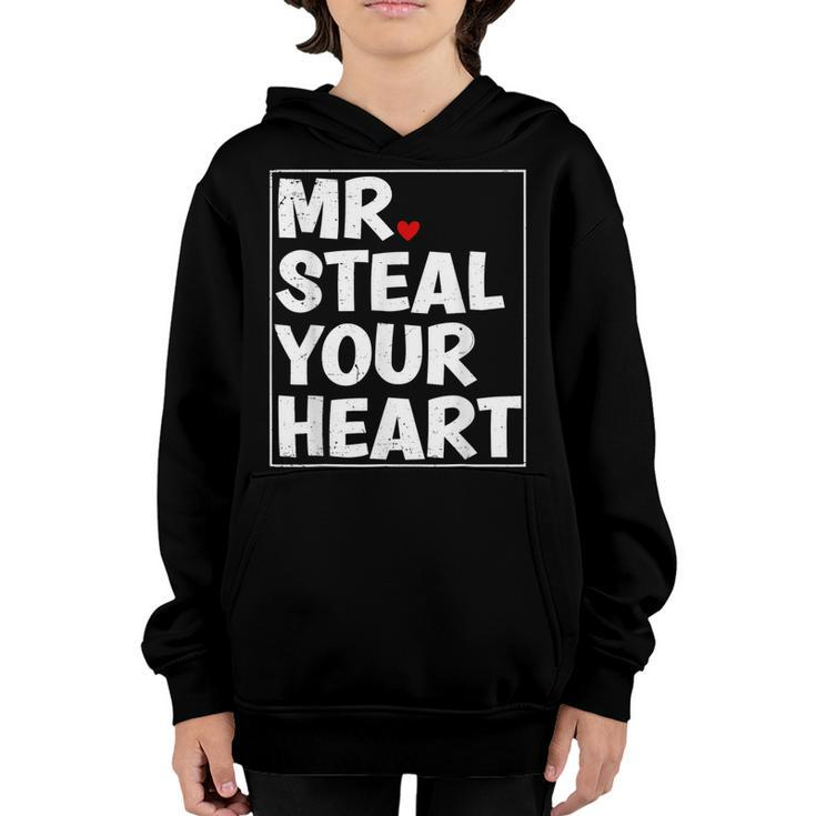 Funny Mr Steal Your Heart  Valentines Day Boys Kids  Youth Hoodie