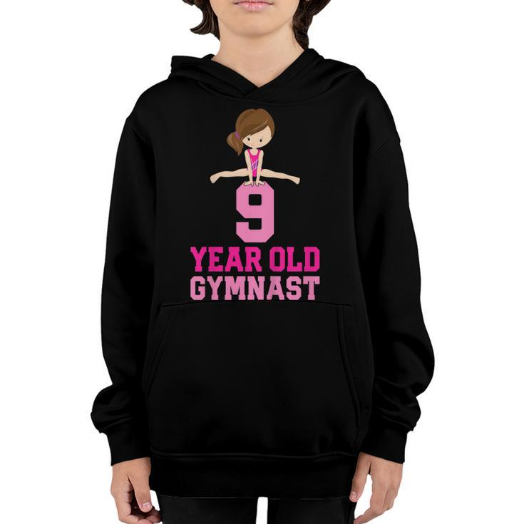 Girls Gymnastics Birthday Kids 9 Year Old Gymnast Youth Hoodie