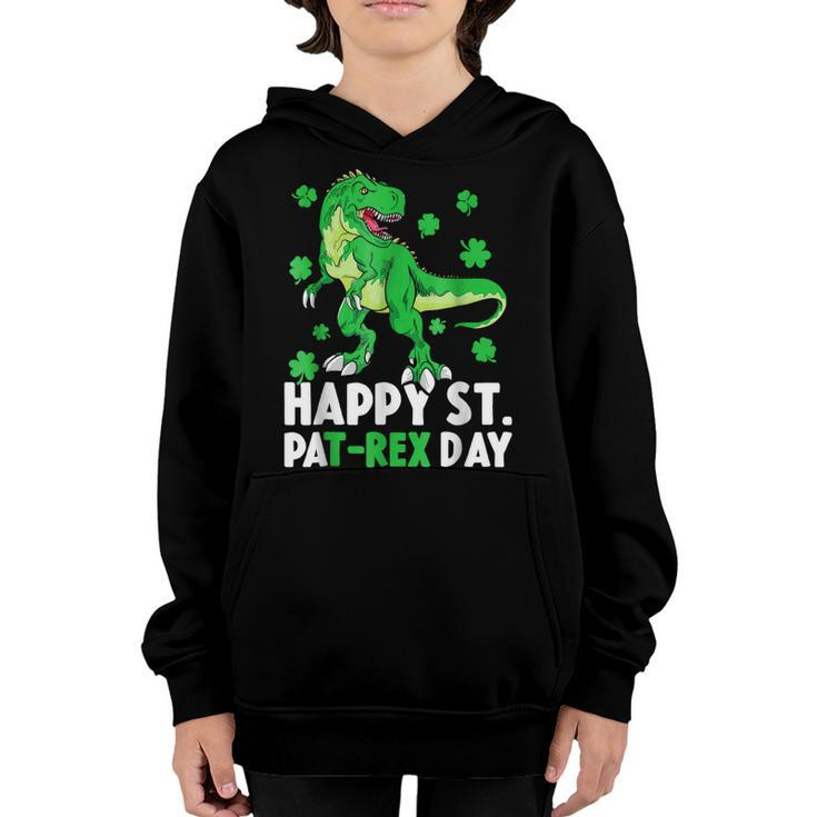 Happy St Pat Rex Dinosaur Saint Patricks Day For Boys Girls Youth Hoodie