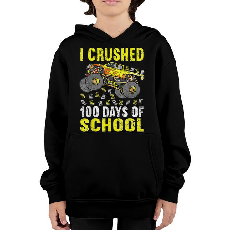 I Crushed 100 Days Of School Monster Truck Kids Girls Boys  Youth Hoodie