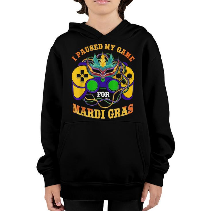 I Paused My Game For Mardi Gras Gamer Gaming Kids Boy Funny  V2 Youth Hoodie
