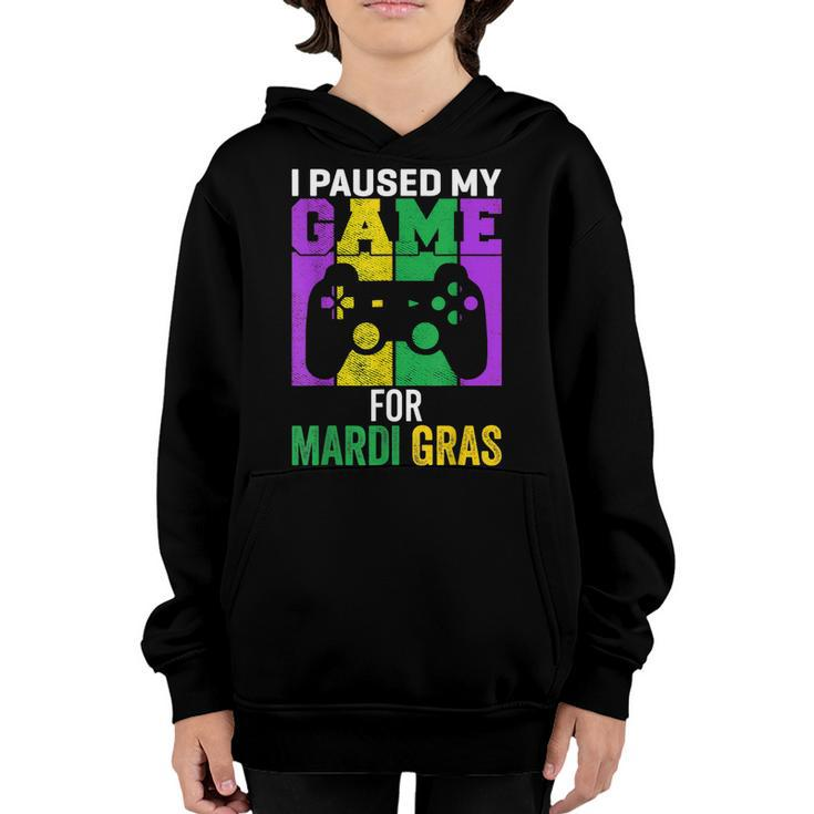 I Paused My Game For Mardi Gras Video Game Mardi Gras  V2 Youth Hoodie