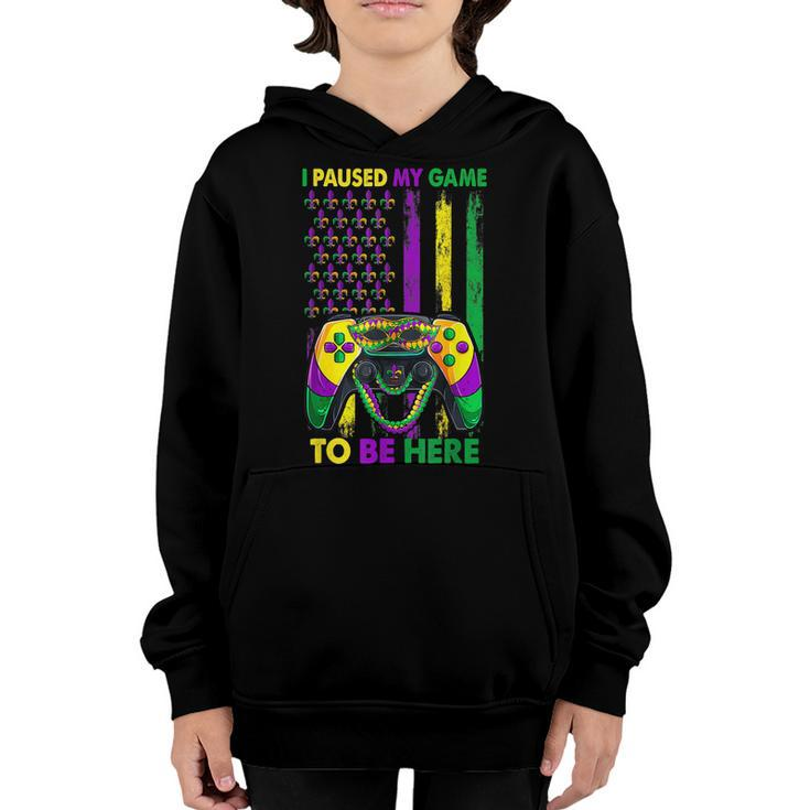 I Paused My Game To Be Here Video Game Beads Mardi Gras  Youth Hoodie - Thegiftio