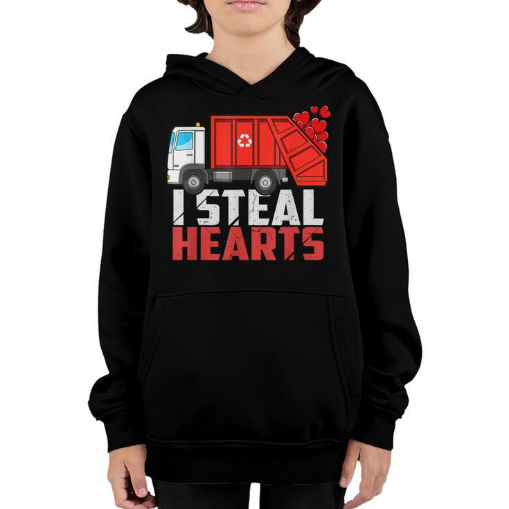 I Steal Hearts Garbage Truck Valentines Day Toddler Boys  V2 Youth Hoodie