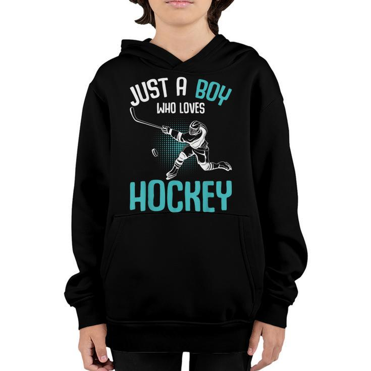 Just A Boy Who Loves Hockey Player Ice Hockey Kids Boys Youth Hoodie
