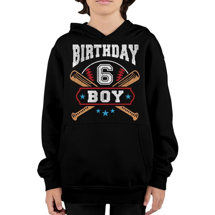 Kids 6 Years Old Boy 6Th Birthday  Baseball Gift Youth Hoodie