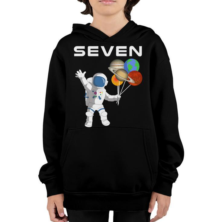 Kids 7 Year Old Outer Space Birthday Party 7Th Birthday Shirt B Youth Hoodie