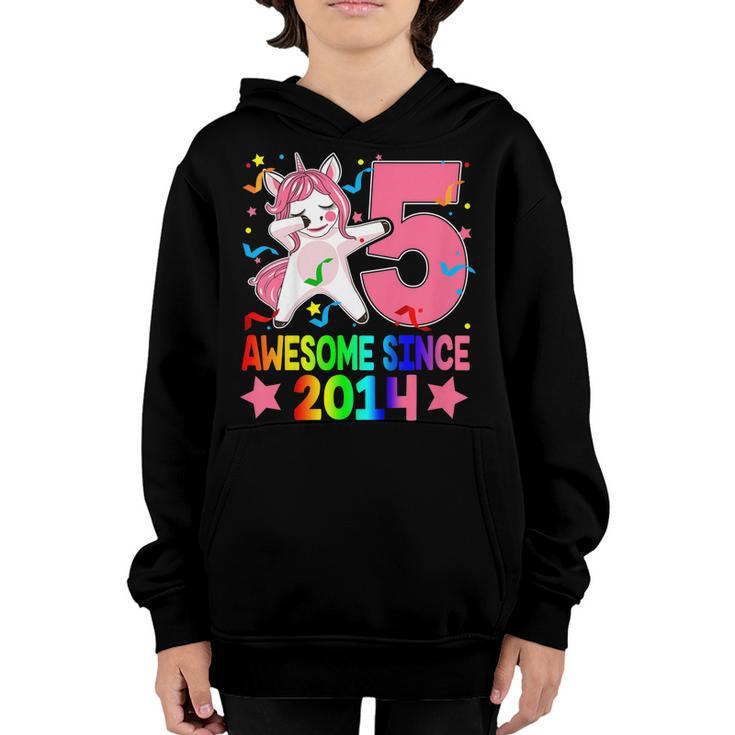 Kids Awesome Since 2014 5Th Birthday Unicorn Dabbing T Shirt Girl Youth Hoodie