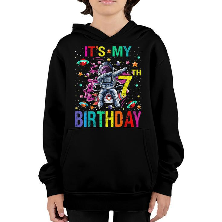 Kids Its My 7Th Birthday Astronaut Space  Youth Hoodie