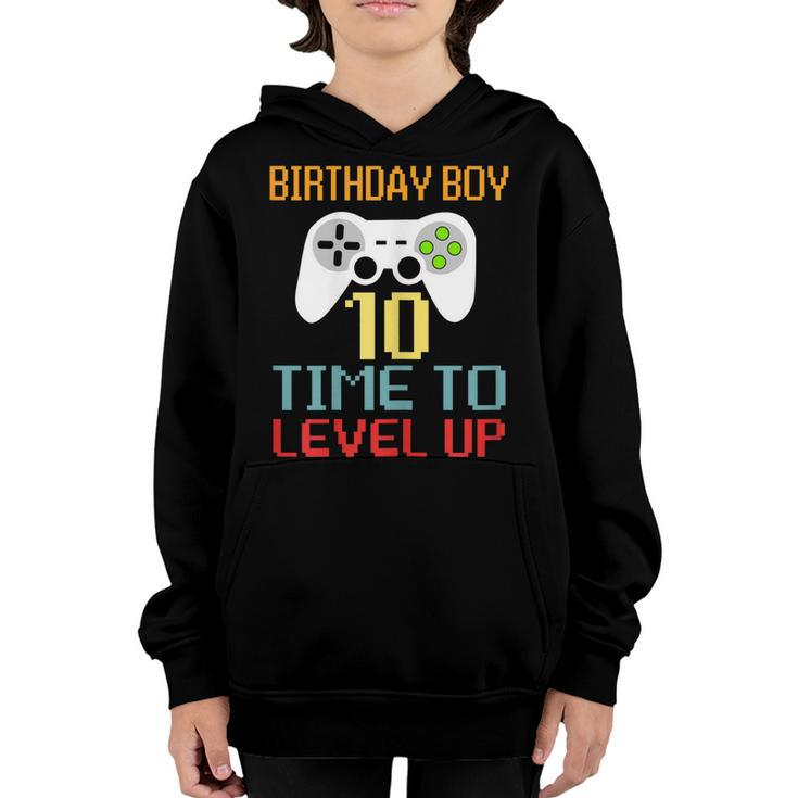Kids Level 10 Unlocked  10Th Video Gamer Birthday Gif Youth Hoodie
