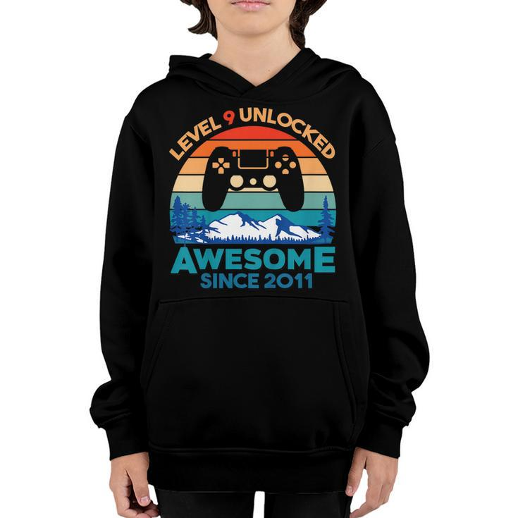 Kids Level 9 Unlocked Birthday Boy 9 Years Old Awesome Since 2011  Youth Hoodie
